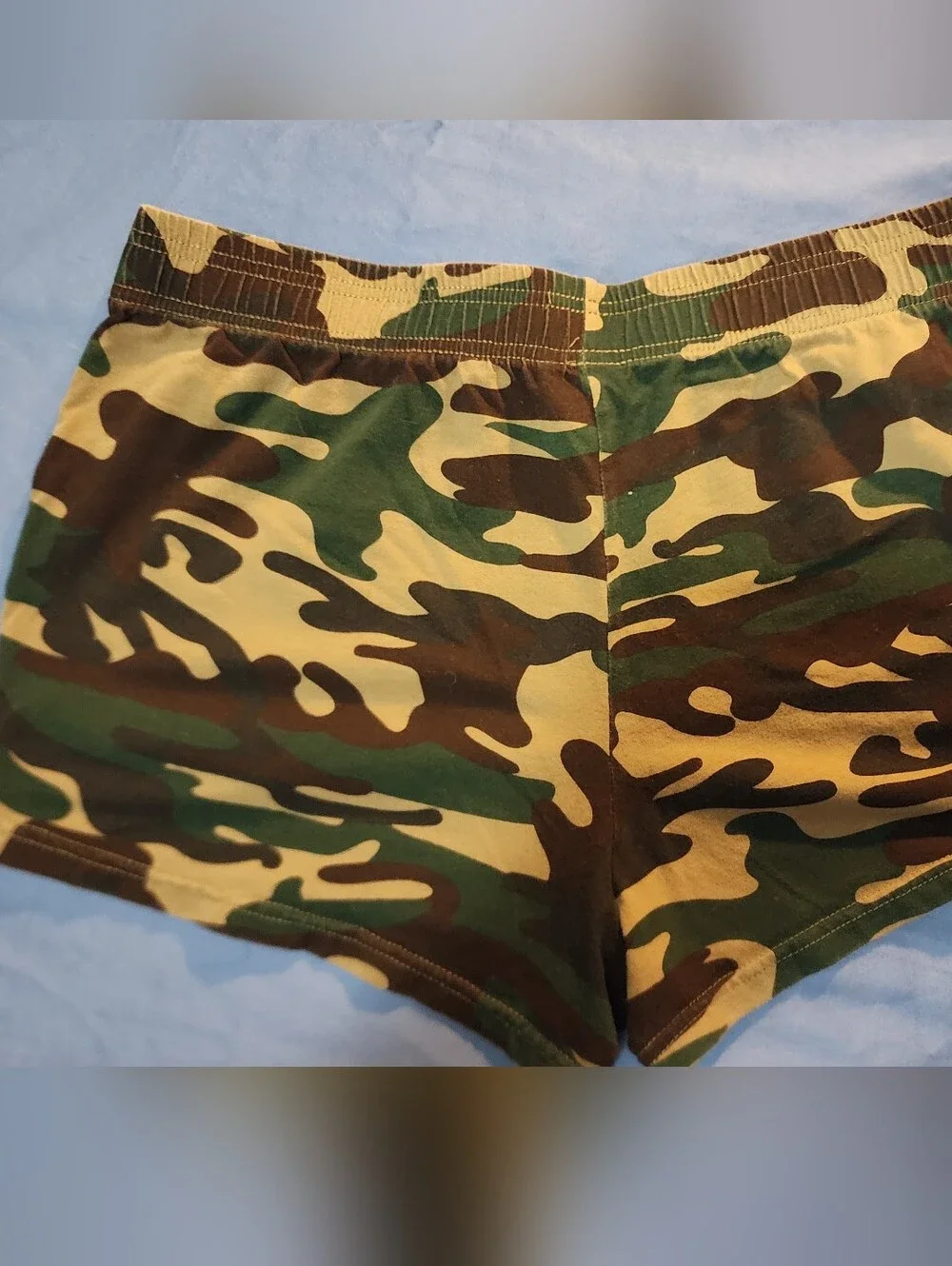 Camo Print Stretch Shorts - Green & Brown